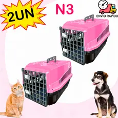 Caixa De Transporte Transportadora Para Cães Gatos Cachorros Pet Confortável 2 Unidades N3