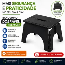 Banco Plástico Dobrável Multiuso Banquinho Portátil Reforçado Banqueta 100kg Antiderrapante Compacto Camping Casa Fácil