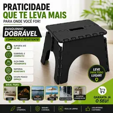 Banqueta Banquinho Dobrável De Plástico Até 60Kg Resistente Para Viagem