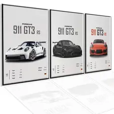 KIT 3 Quadros Decorativos Porche carrera GT3 RS Sala De Estar Quarto Escritório Decoração De Parede