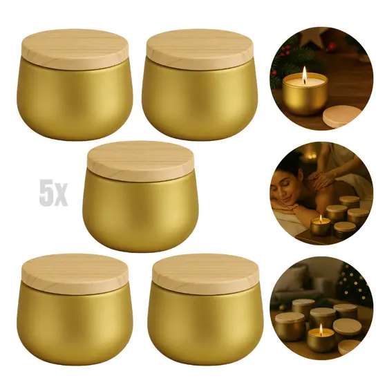 Lata Dourada Premium para Velas Artesanais, Lembrancinhas e Presentes – 120ml