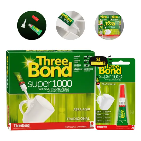 Kit 24 Unidades Cola Instantânea ThreeBond Super 1000 Original Alta Fixação Profissional