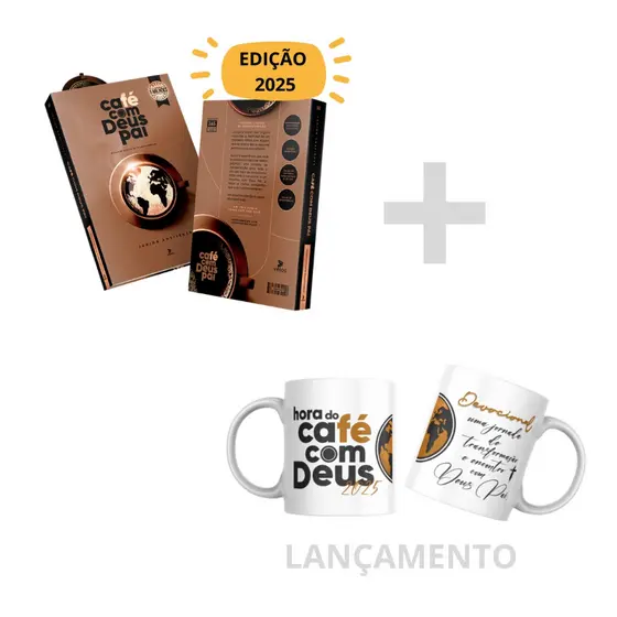 Kit com 1 Devocional Café Com Deus Pai | Junior Rostirola | Edição 2025 + 1 Caneca Personalizada