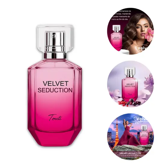 Perfume Feminino Velvet Seduction Touti – Lançamento Luxo 100ml