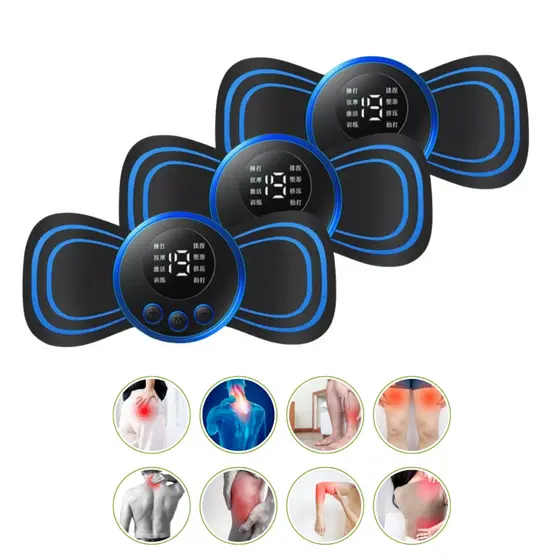 Kit com 3 Massageador Borboleta Portátil Recarregável Dor Pescoço Coluna Cor Preto 110v/220v
