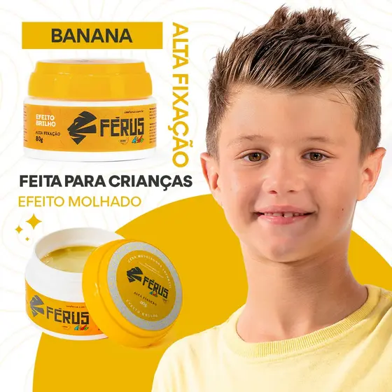 Cera Modeladora Efeito Brilho Férus Kids Banana 80g