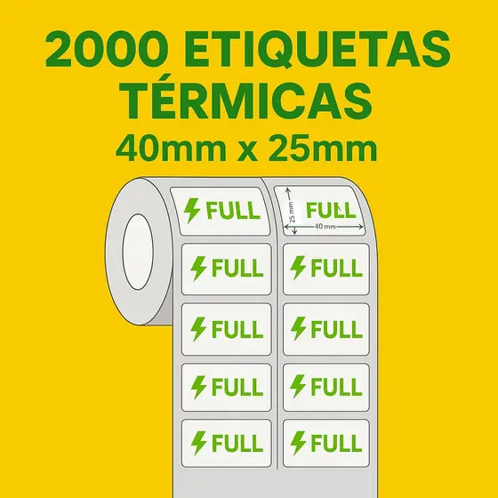 Etiqueta 40x25 Termica Full Adesiva  2 Colunas Rolo com 2000 etiquetas Mercado Envios