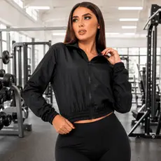 Jaqueta Corta Vento Cropped Feminina Tactel Fitness Academia Corrida Caminhada Casual Leve Treino