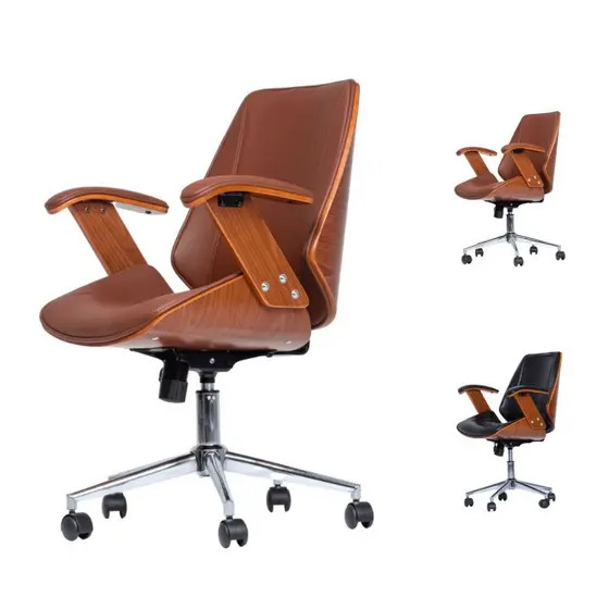Cadeira de Escritório Ergonômica Giratória Diretor Executiva Couro Lisboa HomeNow Office