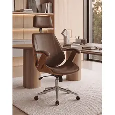 Cadeira de Escritório Ergonômica Giratória HomeNow Kopenhagen Presidente Office Apoio Cabeça Marrom