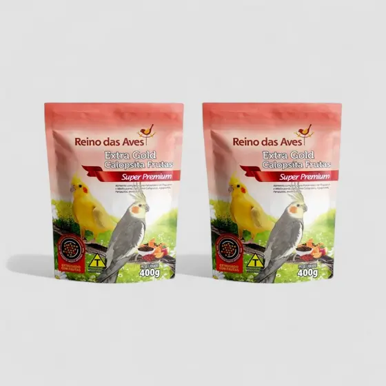 KIT 2 EXTRA GOLD CALOPSITA FRUTAS 400G