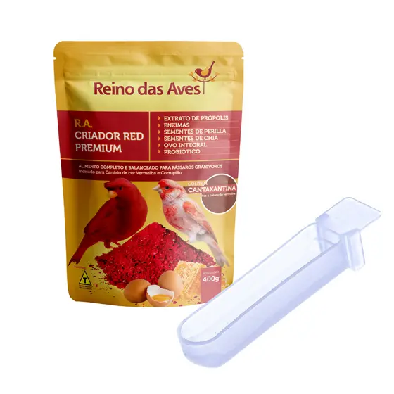 Ração RA Red 400g + Comedouro Unha | Farinhada completa indicada para Canário Fator Vermelho