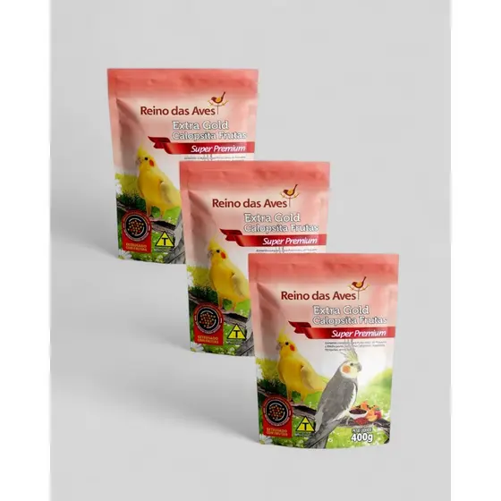KIT 3 EXTRA GOLD CALOPSITA FRUTAS 400G