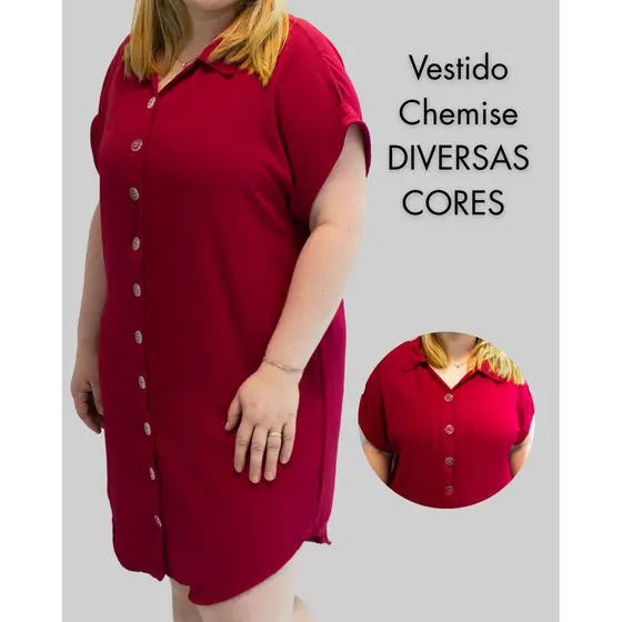 Vestido Chemise Botão Camisão feminino Moda Verão