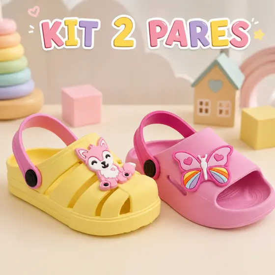 Kit 2 Sandalia Infantil Menina Sola Antiderrapante Arejado Leve