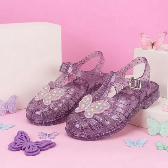 Sandália Infantil Menina Glitter Sola Antiderrapante Leve Confortável