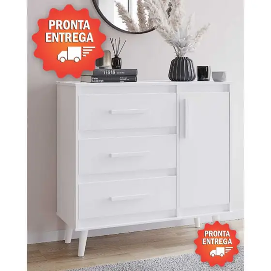 Cômoda Sapateira Retrô com 3 Gavetas Mila - Envio Imediato