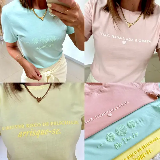 Camiseta Feminina 100% Algodão Estampada do Tamanhos P ao G1 - T-shirt Feminina Estilosa