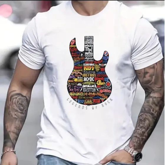 Camisa Camiseta Adulto Unissex Lendas do Rock Roll 100% Algodão Lançamento fashion