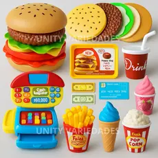 Kit Brinquedos de Menino Comidinha de Brinquedo Infantil Menina Caixa Registradora Cozinha Infantil
