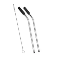 Kit Canudos Reutilizáveis Inox com Escova 3 Peças 21cm - James.F