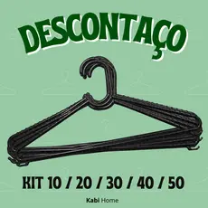 KIT Cabide Preto Adulto Reforçado Resistente Combo Cabides em Atacado Promoção Organizador de Roupas