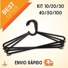 Cabide Adulto Preto Kit 10 - 20 - 30 - 40 - 50 Direto da Fábrica Envio Imediato