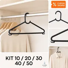 Cabide Adulto de Roupa Tradicional Plástico Preto - Preço de Fábrica