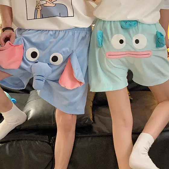 Moda Calças Para Casais，Shorts Soltos de Elefante de Veludo, Calças de Pijama de Nariz de Desenho Animado