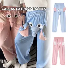 Calças para Casal, Calças Engraçadas Bonitos do Pijama do Outono e do Inverno com um Anel Você Calças do Elefante