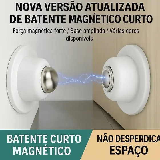 Prendedor Magnético de Porta Adesivo Inox Fixador Trava Batedor Porta Sem Furo