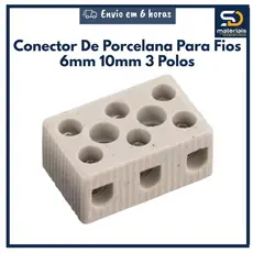 Conector Porcelana Chuveiro 110/220v Sindal Louça Triplo Cabo 10mm 10A 250A Torneira Elétrica