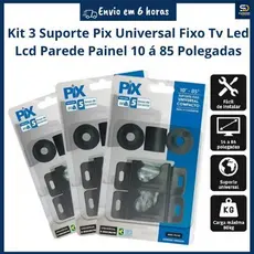 Kit Com 3 Suporte Tv Universal Fixo Para Smart/Monitor Pix Led Lcd Parede Painel 10 á 85 Polegadas