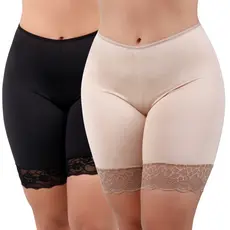 Kit 2 Shorts Segunda Pele com Renda Anágua Cós Alto com Renda