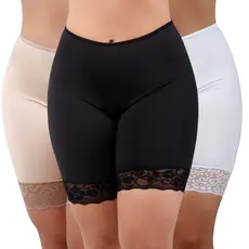 Kit 3 Shorts Cós Alto Modeladora Segunda Pele Bermuda Anágua Liso