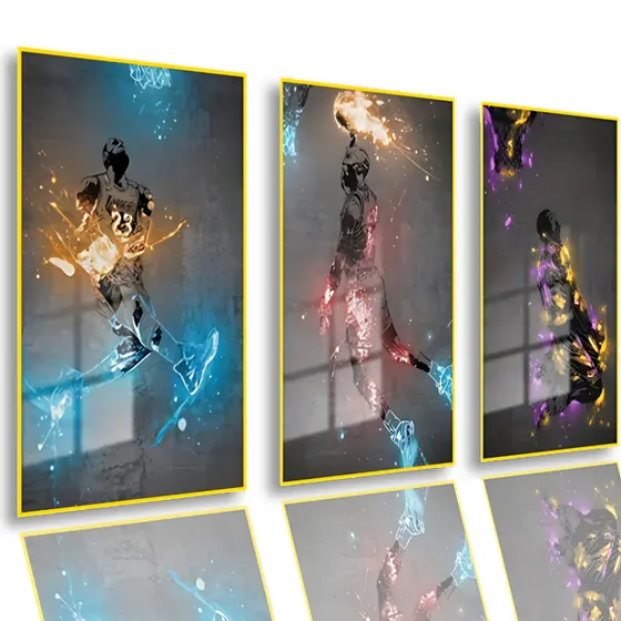 Quadros Decorativos Basketball Arte De Basquete Jogadores Neon Full HD