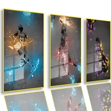 Quadros Decorativos Basketball Arte De Basquete Jogadores Neon Full HD