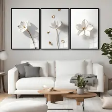 Quadro Decorativo Flor Branca Minimalista Luxo Executivo Sala Quarto