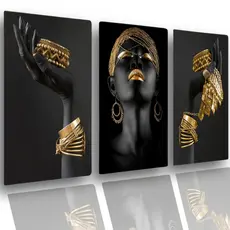 Quadros Decorativos Mulher Negra Luxo Arte Africana Moderna Sala Quarto