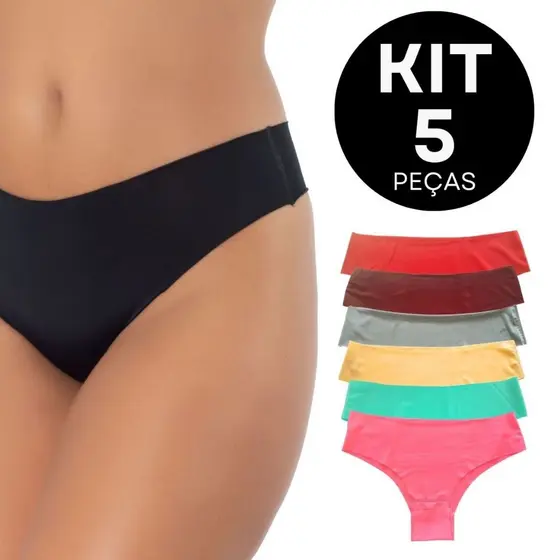 Kit com 5 Calcinhas Sem Costura Tanga Corte a Laser Não Marca