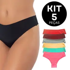 Kit com 5 Calcinhas Sem Costura Tanga Corte a Laser Não Marca