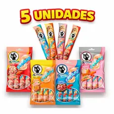 kit 5 uni e 10 uni Petisco Cremoso Chuchups Para Cães e Gatos – 4 Sabores