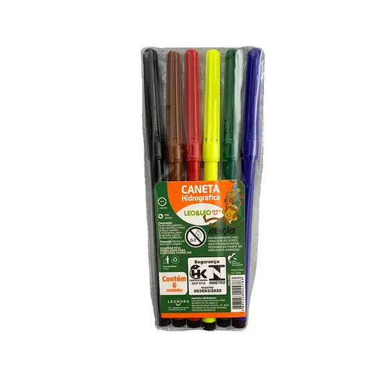 Kit Canetinha 06 Cores Leo&Leo | Refil para Camiseta que Pinta | Pinte e Lave