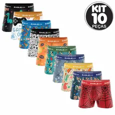 KIT 10 E 5 CUECAS BOX BOXERS INFANTIL
