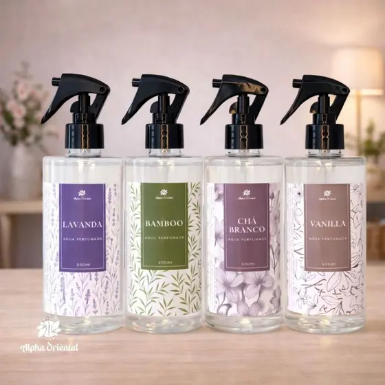Água Perfumada 500ml Para Lençóis, Roupas e Tecidos + Borrifador Alpha Oriental