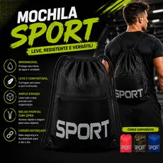 Mochila Saco Sport Academia Bolsa Impermeável Unissex Com Bolso Zíper Fitness Escola Viagem