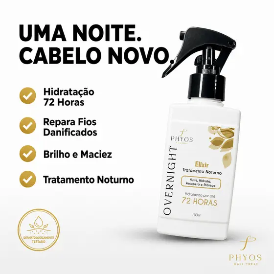 Tratamento Noturno Serum Spray Capilar Anti-Frizz Hidratação 72h Argan Brilho Overnight 150ml noite
