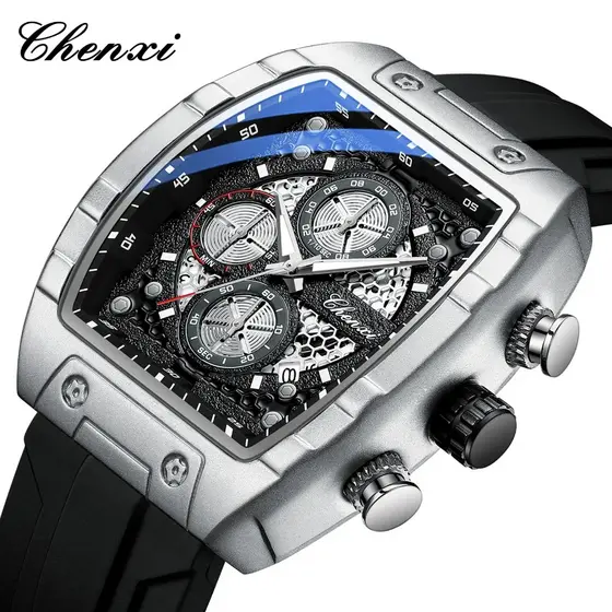 CHENXI 941relógio De Quartzo Masculino Prático Moda Esportiva Pulseira De Silicone À Prova D'água