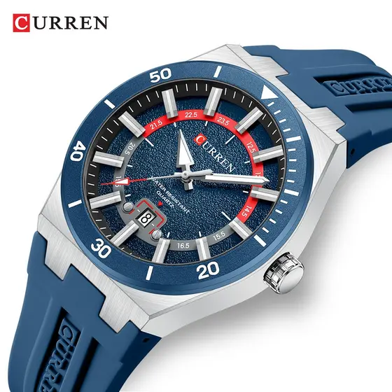 CURREN 8491 Relógio De Quartzo Masculino Elegante Casual Esportivo Silicone Presente