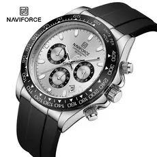Naviforce 8054 Relógio De Quartzo Masculino Elegante Casual Com Pulseira De Silicone Para Presente